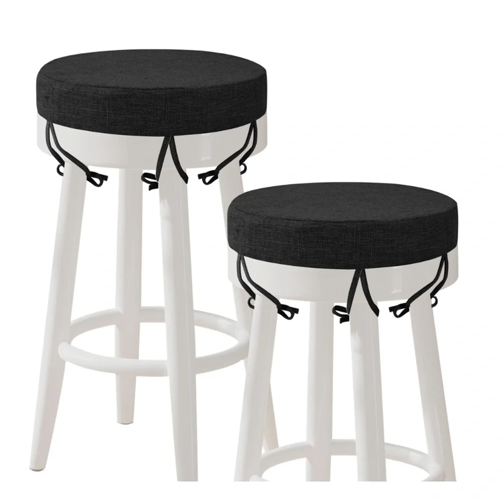Round Bar Stool Cushions with Ties Non-Slip Washable Cover 12x12” (2-pack)